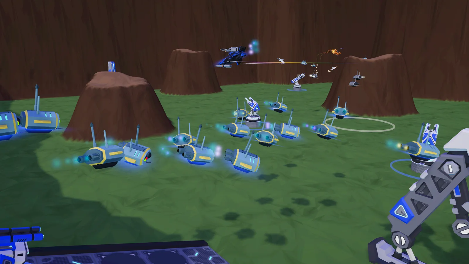 A swarm of creeps crossing the grass canyon