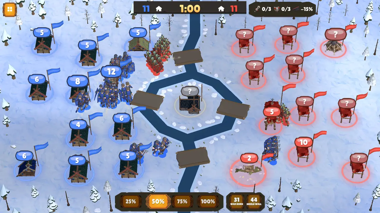 The Fjord in winter: Viking and orc armies race for the bridges over the river