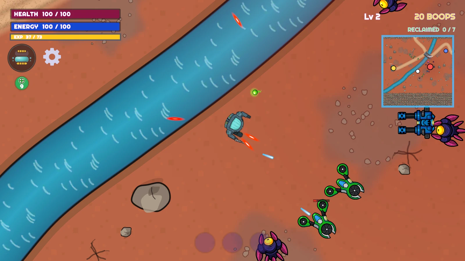 Mechs and hive aliens by the river on the Shattered Ridge