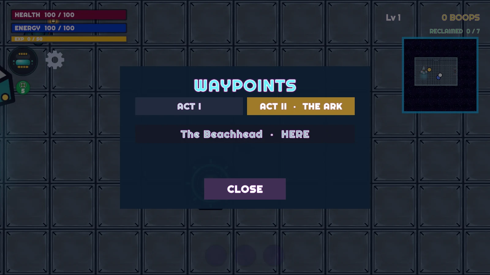 The waypoint list on the Beachhead, Act II's hub aboard the colony ship